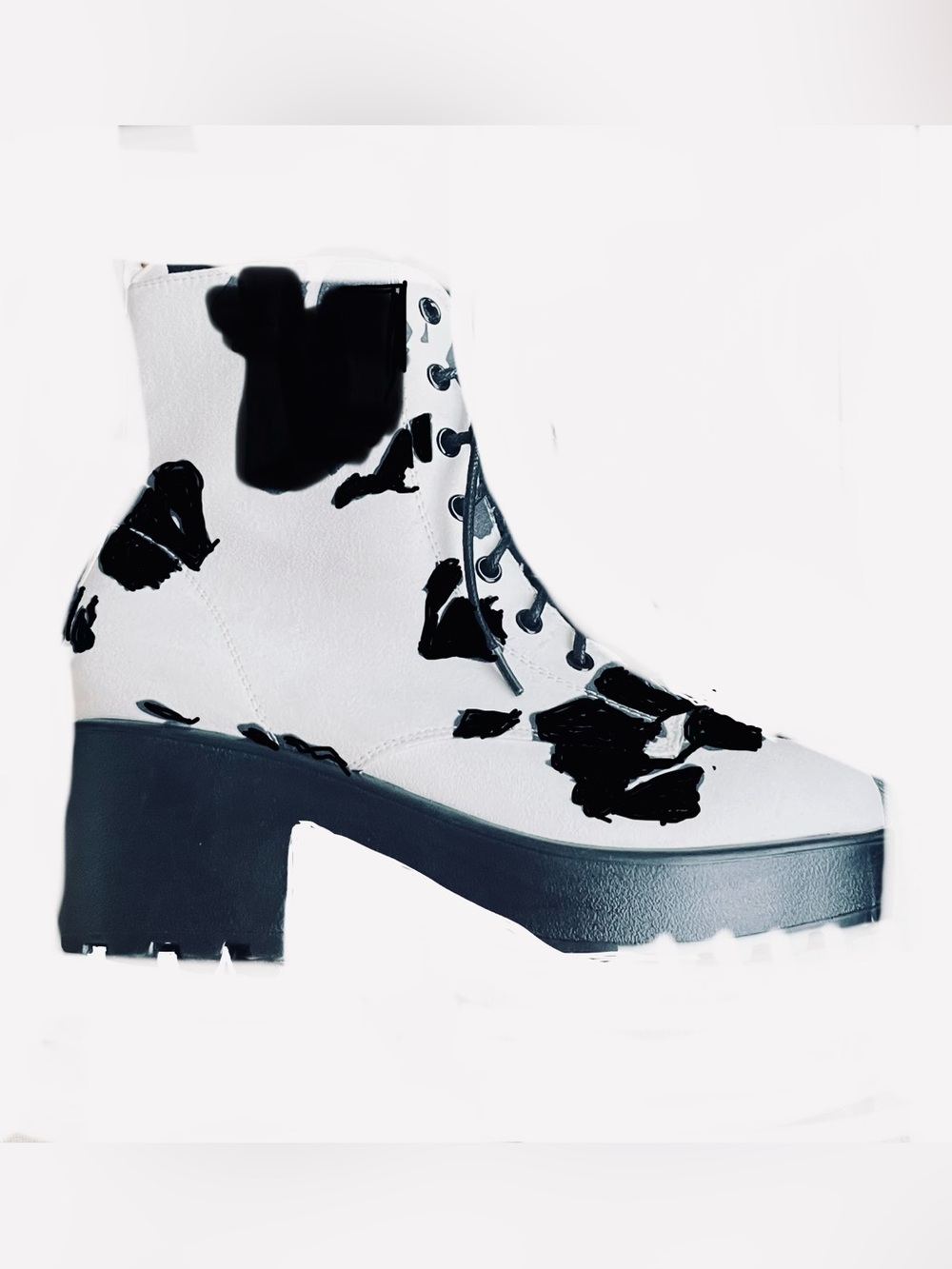 Koi brand Daisy cow print Chunky Lace-Up Women's Boot